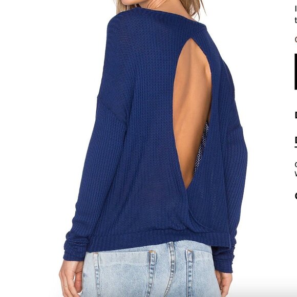 Chaser Light Gray Waffle Knit Open Back Long Sleeve M - Picture 3 of 4